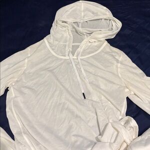 White Hooded Long Sleeve Top